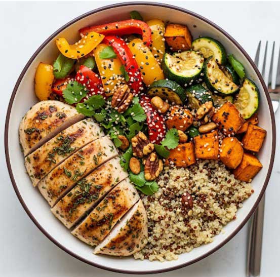 bowl-poulet-quinoa-legumes